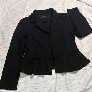 Stoosh Extraordinary Black Peplum Blazer with Notch Collar
